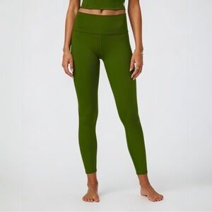 Vuori Inversion Rib Legging Olive Green High Rise Ribbed Yoga Pants Size S